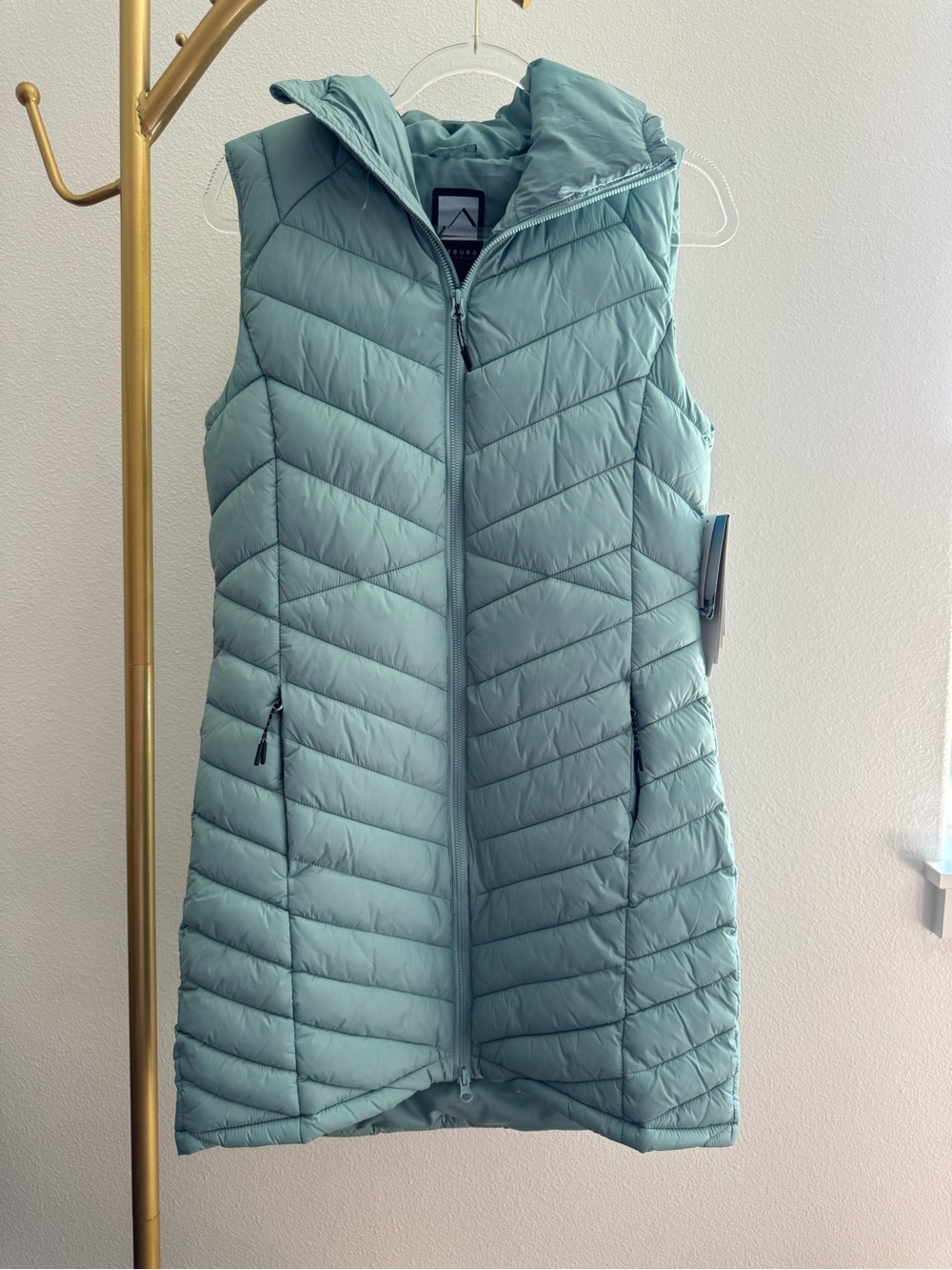 Iceburg NWT Hooded Quilted Puffer Vest Light Teal Small